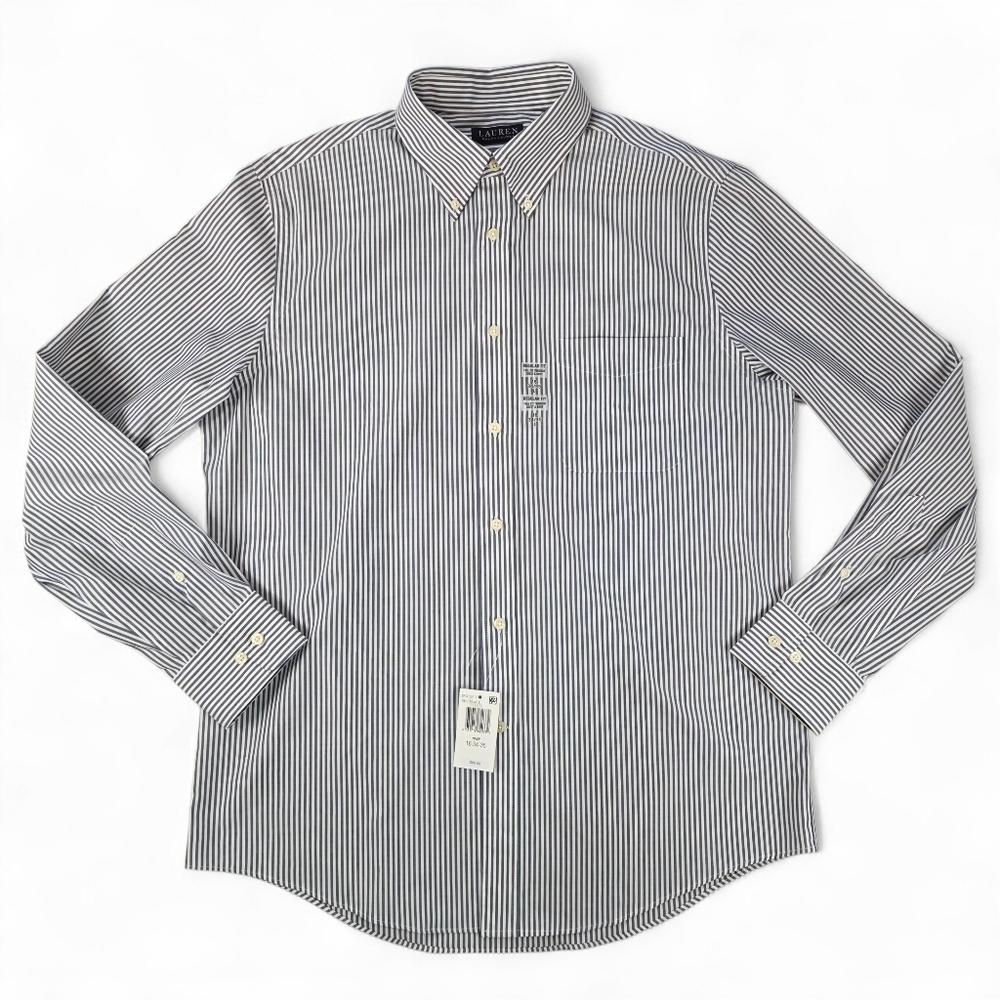 Lauren Ralph Lauren Men’s Navy Stripe Stretch Button Down Shirt 16 34/35 L NWT